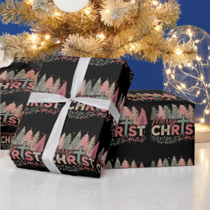 Papier Cadeau Joyeux Noël Croix Foi Jésus Histoire Chrétienne