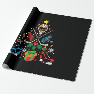 Papier Cadeau Joyeux Noël de hockey sur glace
