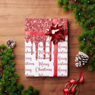 Papier Cadeau Joyeux Noël de la parties scintillant rouge