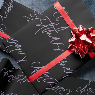 Papier Cadeau Joyeux Noël dégradé Beau Onyx Élégant