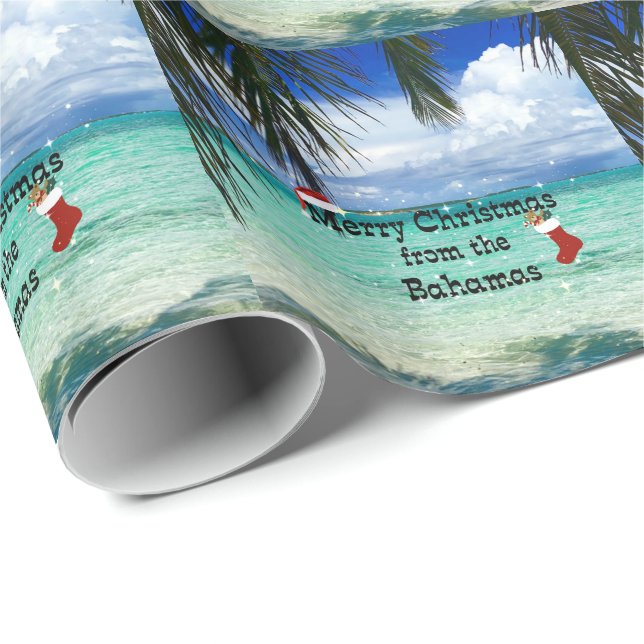 Papier Cadeau Joyeux Noël des Bahamas (Coin rond)