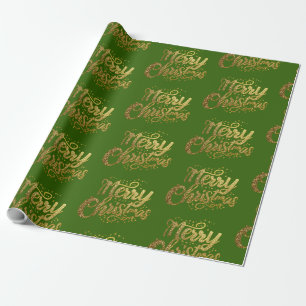 Papier Cadeau Joyeux Noël Elégant Gold Script Holiday