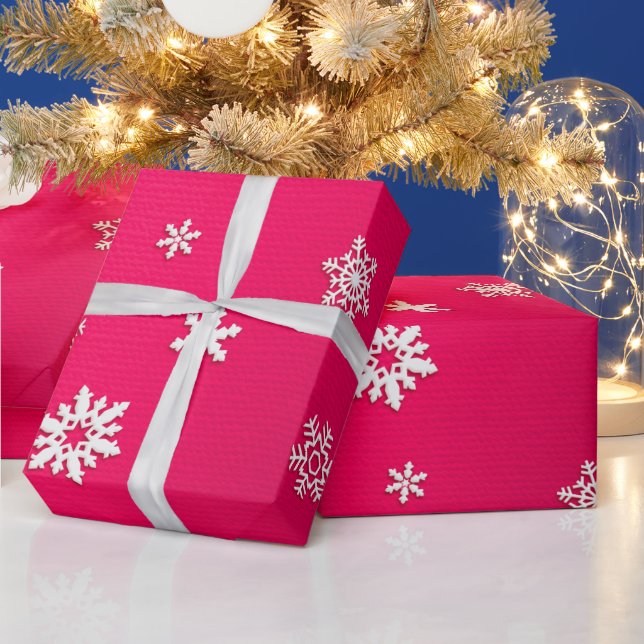 Papier Cadeau Joyeux Noël et Nouvel An Snowflakes blancs (Vacances)