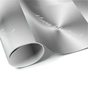 Papier Cadeau Joyeux Noël Faux métal gris enveloppement cadeau