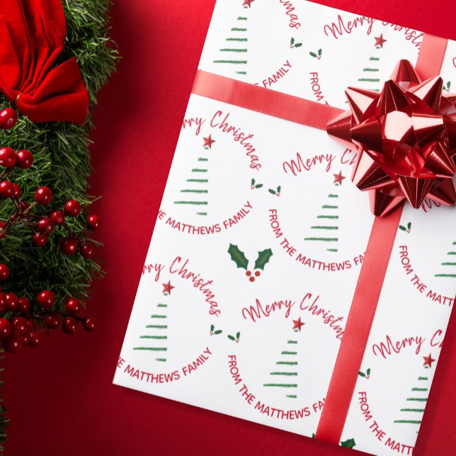 Papier Cadeau Joyeux Noël Festif De Nom Personnalisé (Créateur téléchargé)