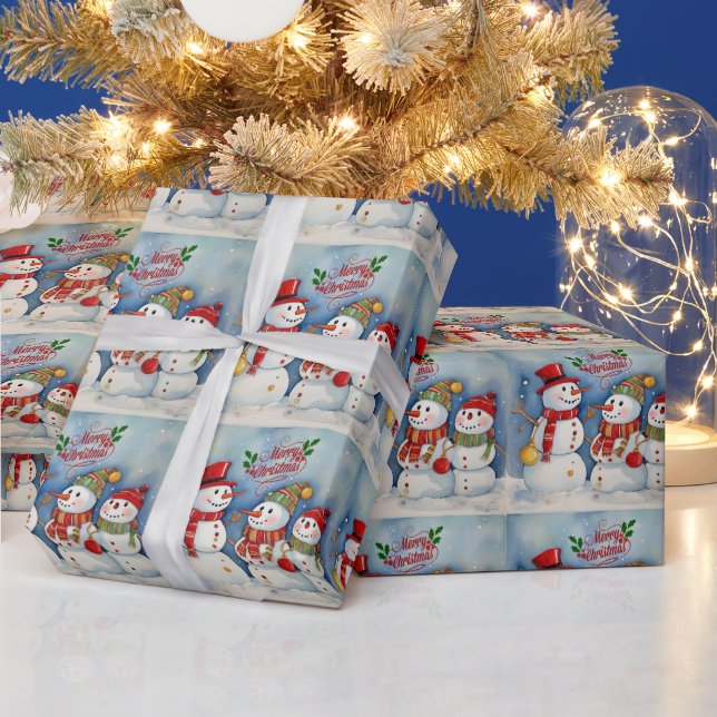 Papier Cadeau Joyeux Noël, Fête des Snowmen (Vacances)