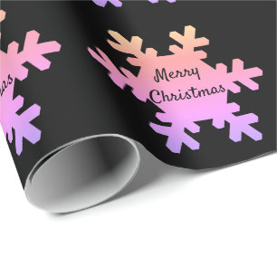 Papier Cadeau Joyeux Noël Flocon de neige Motif Ombre rose noir