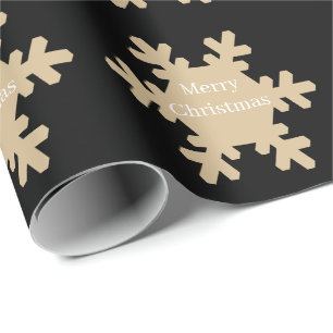 Papier Cadeau Joyeux Noël Flocons de Neige Motifs Or Noir 2025