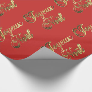 Papier Cadeau Joyeux Noel Français Noël Rouge et or