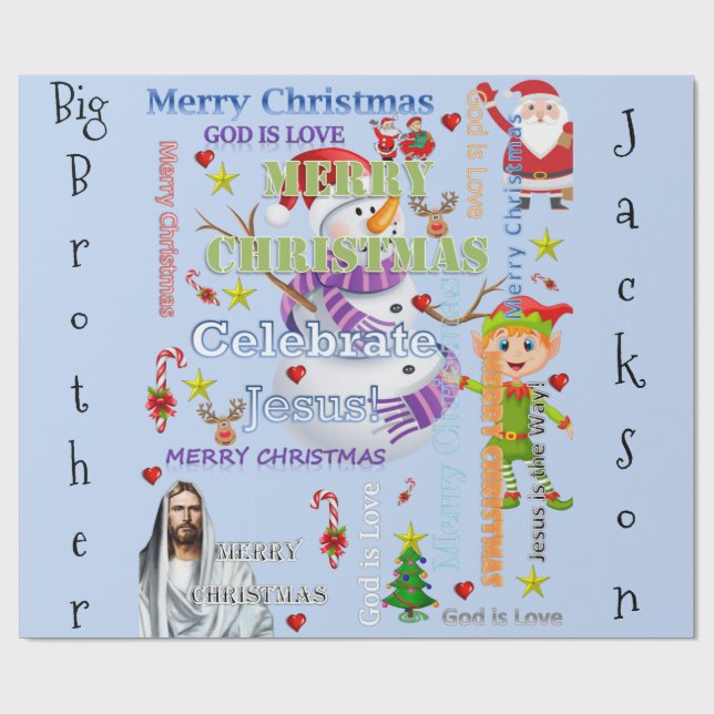 Papier Cadeau Joyeux Noël Frère papier d'enveloppement Jésus Pèr (Plat)