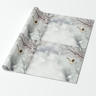 Papier Cadeau Joyeux Noël Frost Oiseau traditionnel