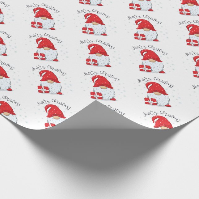 Papier Cadeau Joyeux Noël Gnome (Coin)