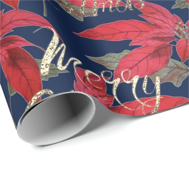 Papier Cadeau Joyeux Noël Gold Parties scintillant Script Floral (Coin rond)