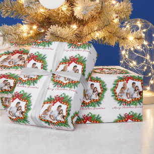 Papier Cadeau Joyeux Noël Grand-mère Photo personnalisée