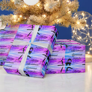 Papier Cadeau Joyeux Noël Gymnaste Personnalisé Nom Enveloppemen
