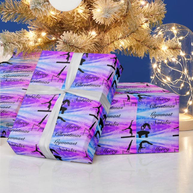 Papier Cadeau Joyeux Noël Gymnaste Personnalisé Nom Enveloppemen (Vacances)