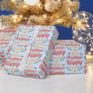 Papier Cadeau Joyeux Noël Heureux Hanoukka Chrismukkah