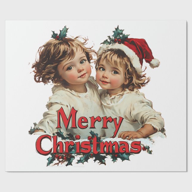 Papier Cadeau Joyeux Noël - Joyeux Noël avec un enfant mignon (Plat)
