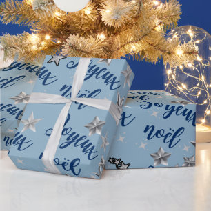 Papier Cadeau Joyeux Noël - Joyeux Noël - Bleu & Argent