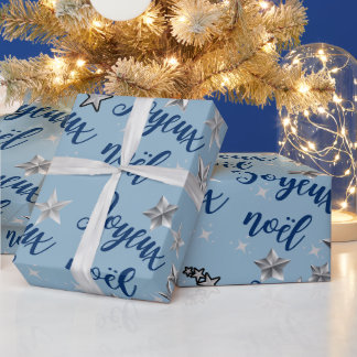 Papier Cadeau Joyeux Noël - Joyeux Noël - Bleu & Argent