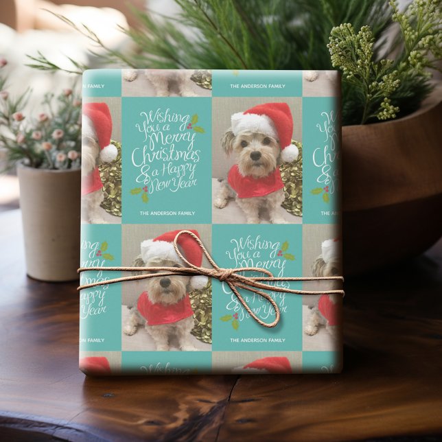 Papier Cadeau Joyeux Noël Joyeux Nouvel An - 1 Photo Whimsical (Personalized Photo Wrapping Paper)
