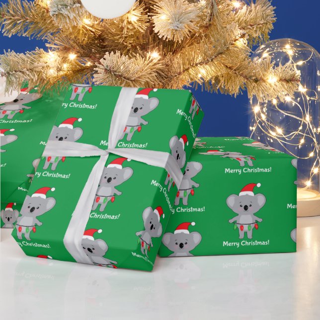 Papier Cadeau Joyeux Noël Koala Ours avec lumières (Vacances)