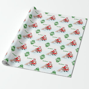 Papier Cadeau Joyeux Noël - le père noël avec le chat et le