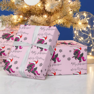 Papier Cadeau Joyeux Noël licorne & flocons de neige personnalis