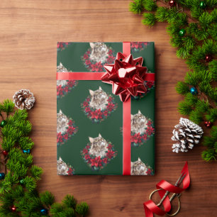 Papier Cadeau Joyeux Noël Maine Coon Chat