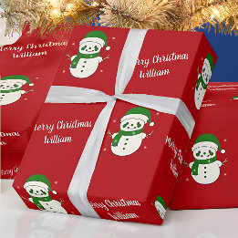 Papier Cadeau Joyeux Noël mignonne Motif Snowman Vintage