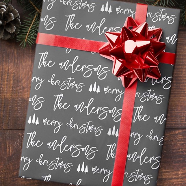 Papier Cadeau Joyeux Noël moderne du Motif de famille (Créateur téléchargé)