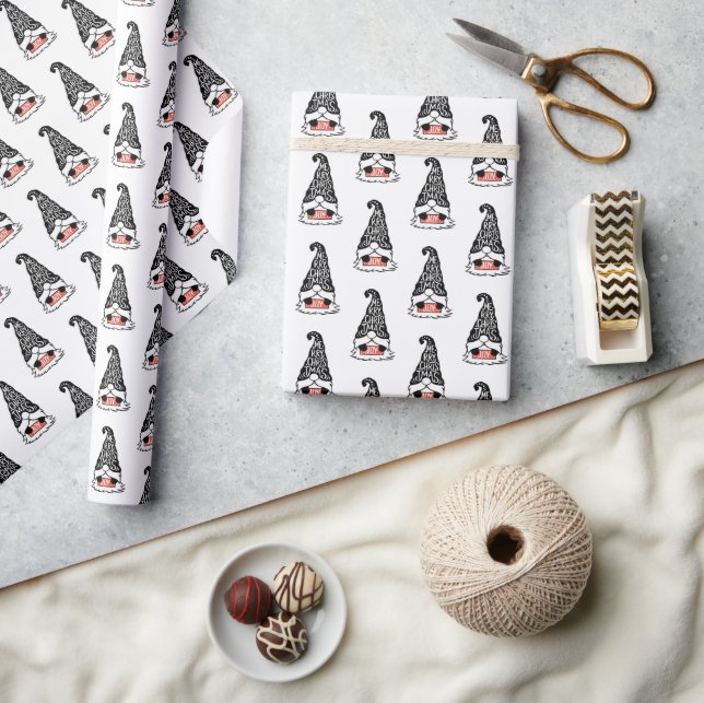 Papier Cadeau Joyeux Noël moderne Gnome Holiday (Artisanat)
