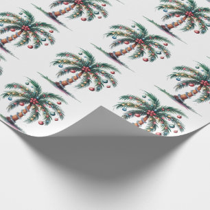 Papier Cadeau Joyeux Noël moderne Palm Tree Lumière