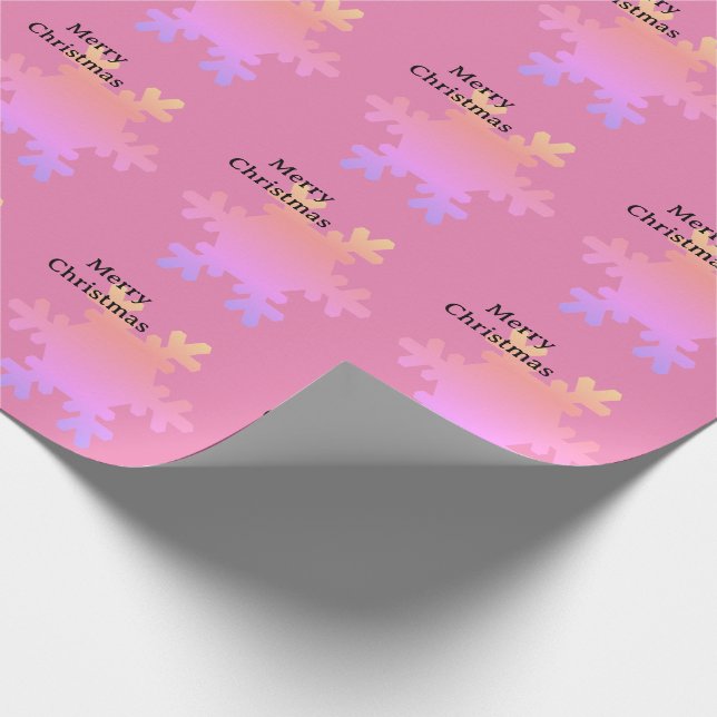 Papier Cadeau Joyeux Noël Motifs Flocon de Neige Or Rose 2025 (Coin)