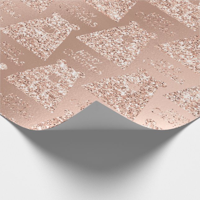 Papier Cadeau Joyeux Noël Ours Noir Blush Rose Parties scintilla (Coin)