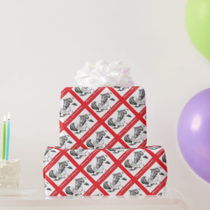 Papier Cadeau Joyeux Noël Père Noël et Cheval