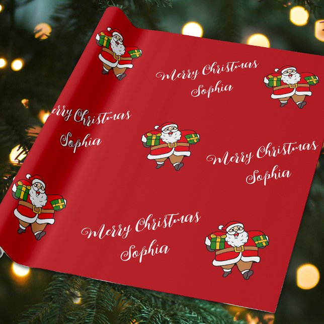 Papier Cadeau Joyeux Noël Père Noël Nom personnalisé Personnalis (Créateur téléchargé)