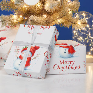 Papier Cadeau Joyeux Noël personnalisé Bonhomme de neige Année p