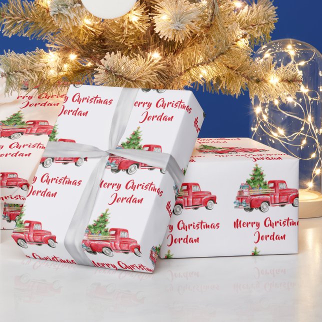 Papier Cadeau Joyeux Noël personnalisé Camion de ferme (Vacances)