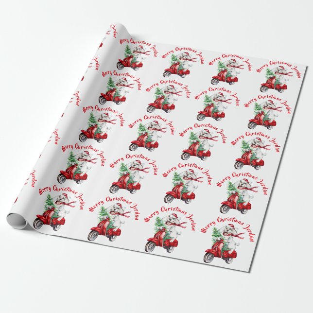 Papier Cadeau Joyeux Noël personnalisé ferme Moto (Déroulé)