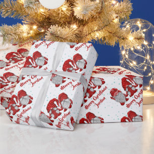 Papier Cadeau Joyeux Noël personnalisé mignonne Gnomes vacances