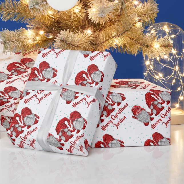 Papier Cadeau Joyeux Noël personnalisé mignonne Gnomes vacances (Vacances)