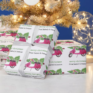 Papier Cadeau Joyeux Noël personnalisé Scooter rouge mignon