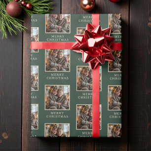 Papier Cadeau Joyeux Noël Photo de vacances Vert