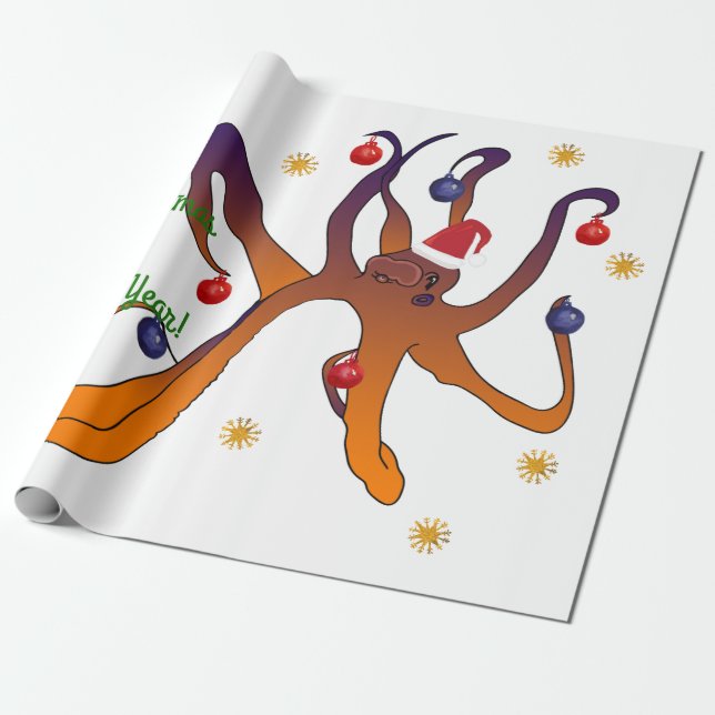 Papier Cadeau Joyeux Noël Poinsettia Wreath (Déroulé)