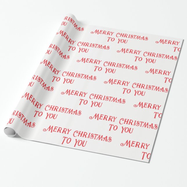 Papier Cadeau Joyeux Noël pour vous Red et White Festive (Déroulé)