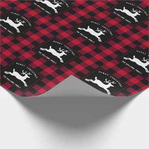 Papier Cadeau Joyeux Noël Reindeer Rouge Black Buffalo Check