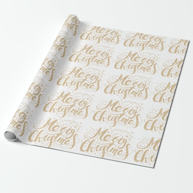 Papier Cadeau Joyeux Noël rétro typographie design motif (Déroulé)