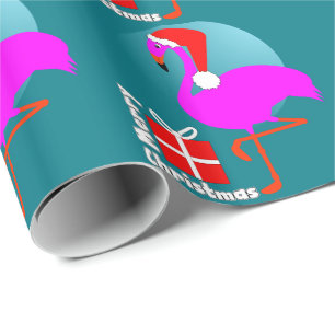 Papier Cadeau Joyeux Noël rose Flamant rose mignon Graphique ten