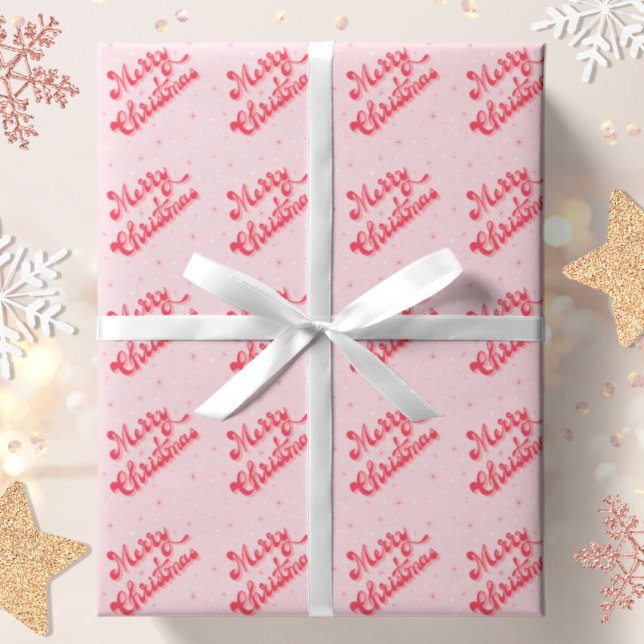 Papier Cadeau Joyeux Noël rose Retro Stations Vacances (Créateur téléchargé)
